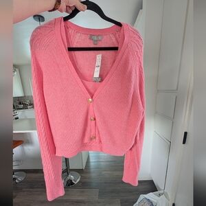 J. Crew Vibrant Pink Cardigan Sweater